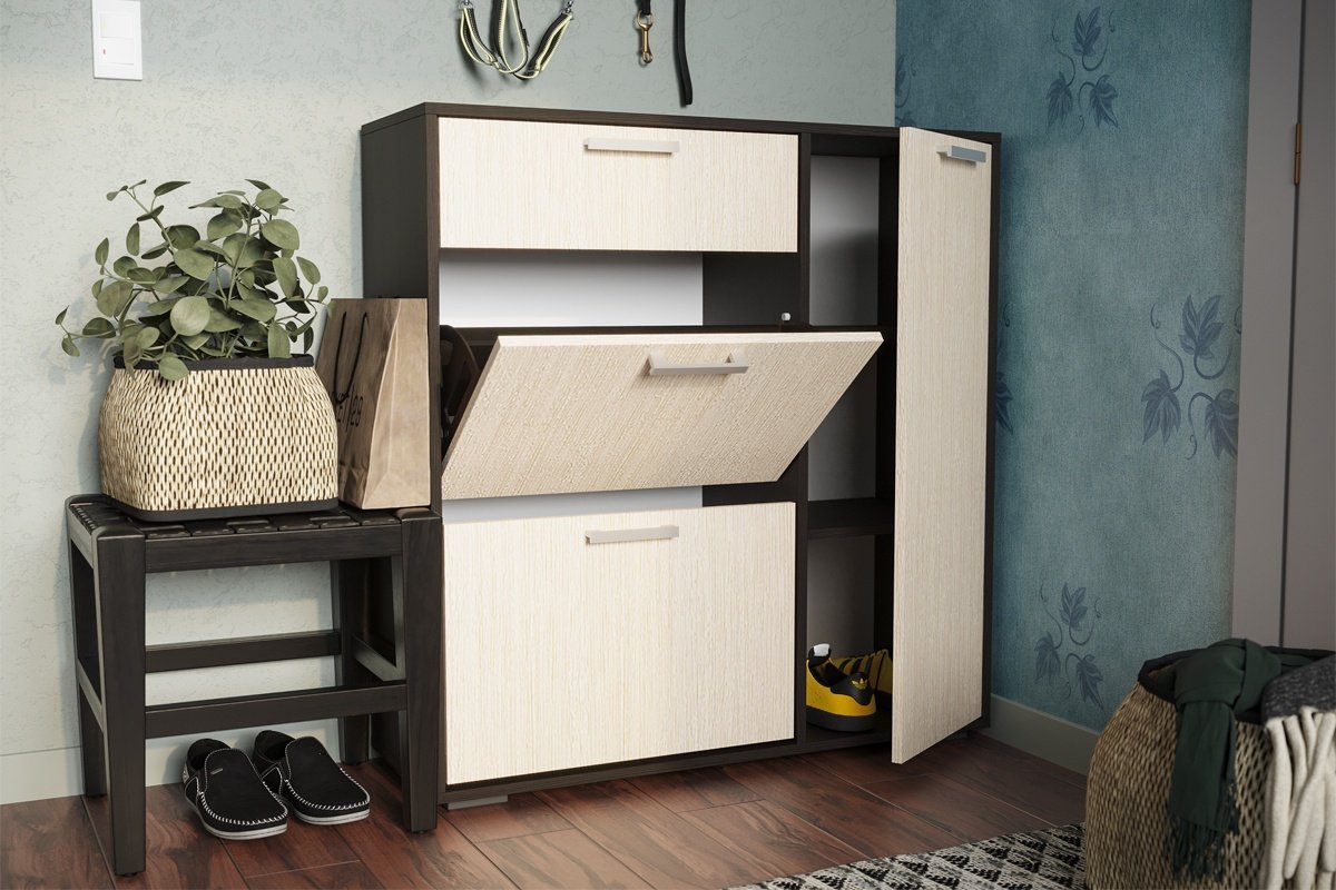 Обувница Стендмебель МУ-1000 96x33x102см коричневый купить,NaN