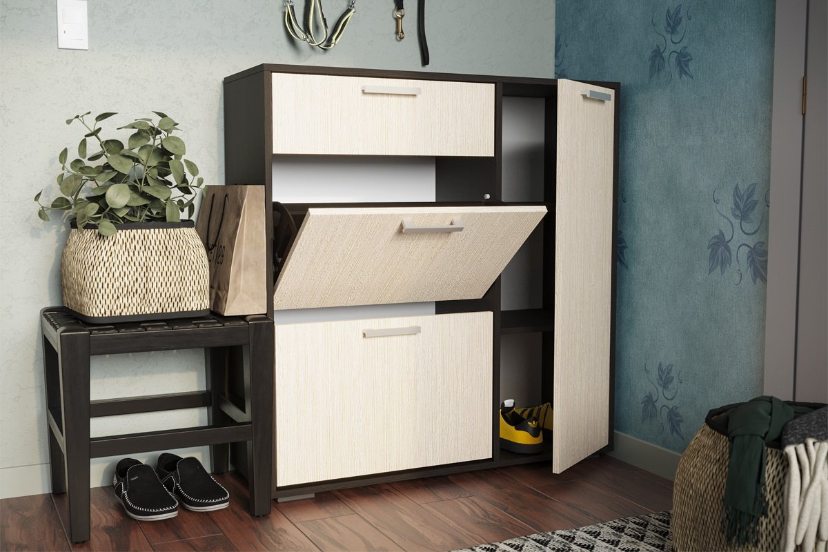 Обувница Стендмебель МУ-1000 96x33x102см коричневый купить,NaN