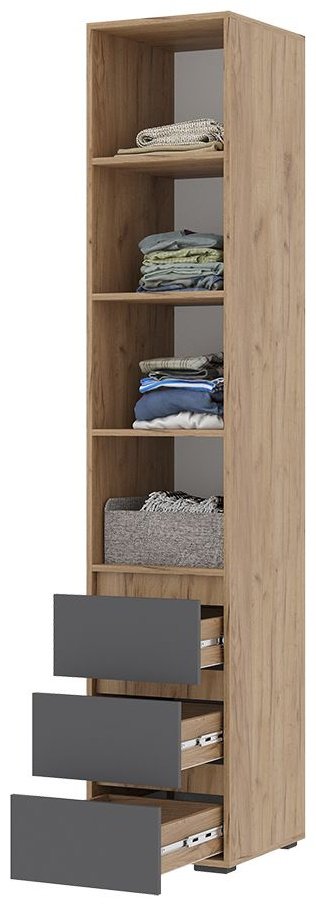 Шкаф-пенал Стендмебель Хелен, 40x210х46.5 см, серый, золотой купить,NaN