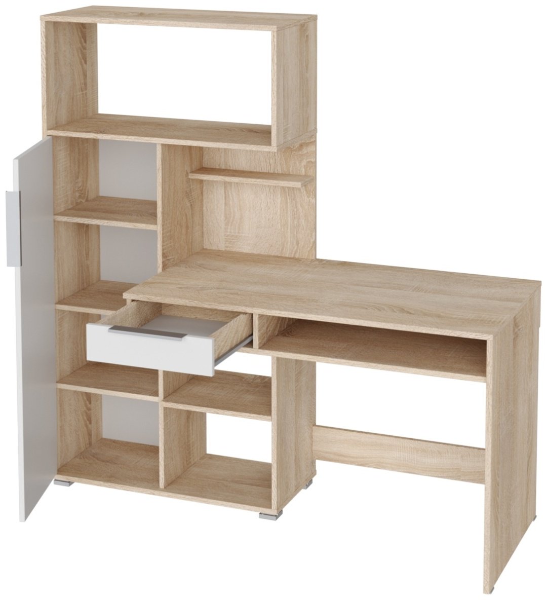 Стол компьютерный с надстройкой НК-Мебель Квадро, 150х58x149 см, белый, бежевый купить,0
