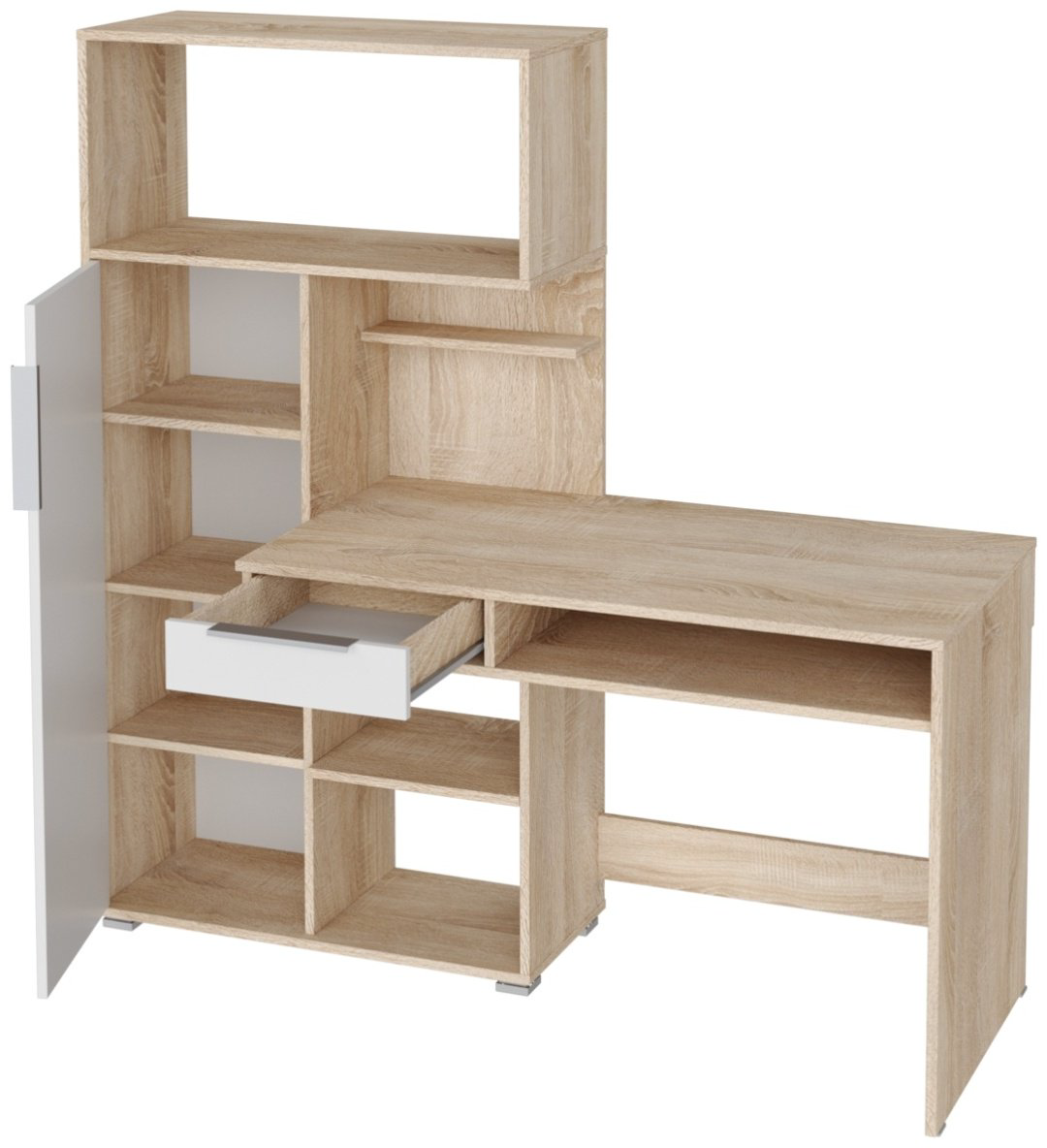 Стол компьютерный с надстройкой НК-Мебель Квадро, 150х58x149 см, белый, бежевый купить,NaN