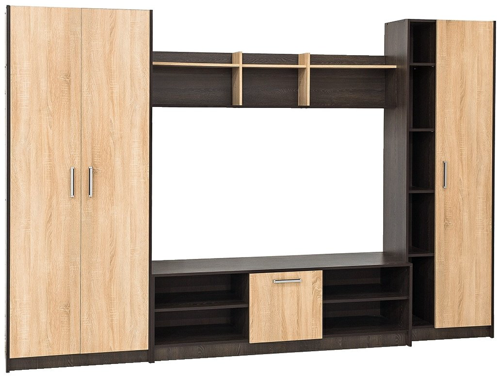 Стенка Горизонт Милан 300x44.6x204.6см коричневый купить,NaN