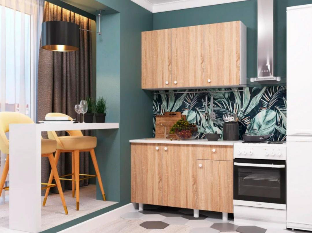 Кухонный гарнитур Горизонт Point, 120x210х42.6 см, ЛДСП, бежевый купить,NaN