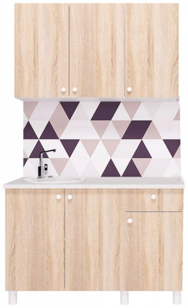 Кухонный гарнитур Горизонт Point, 120x210х42.6 см, ЛДСП, бежевый купить,NaN