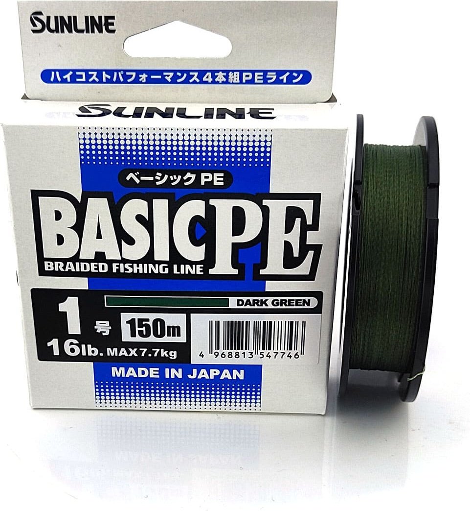 Sunline плетеная леска Basic PE 4x HG, Dark Green 0.171 мм зеленый купить,NaN