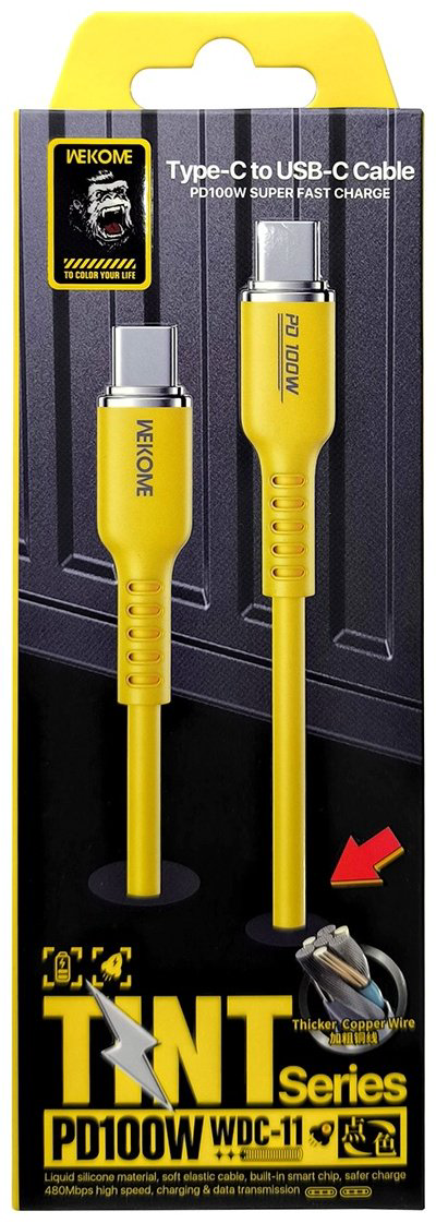 Кабель WEKOME USB TypeC (M), 1 м, желтый купить,3990