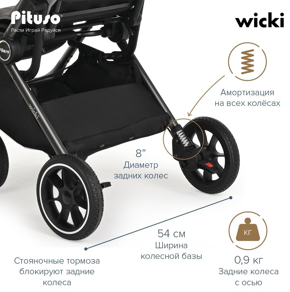 Коляска прогулочная Pituso WICKI ABF2022, черный купить,0