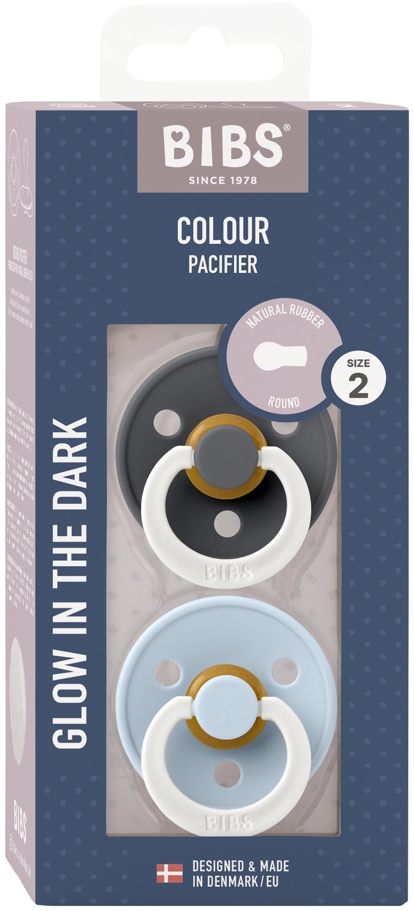 Набор ночных BIBS Colour Glow Iron/Baby Blue 6+ месяцев