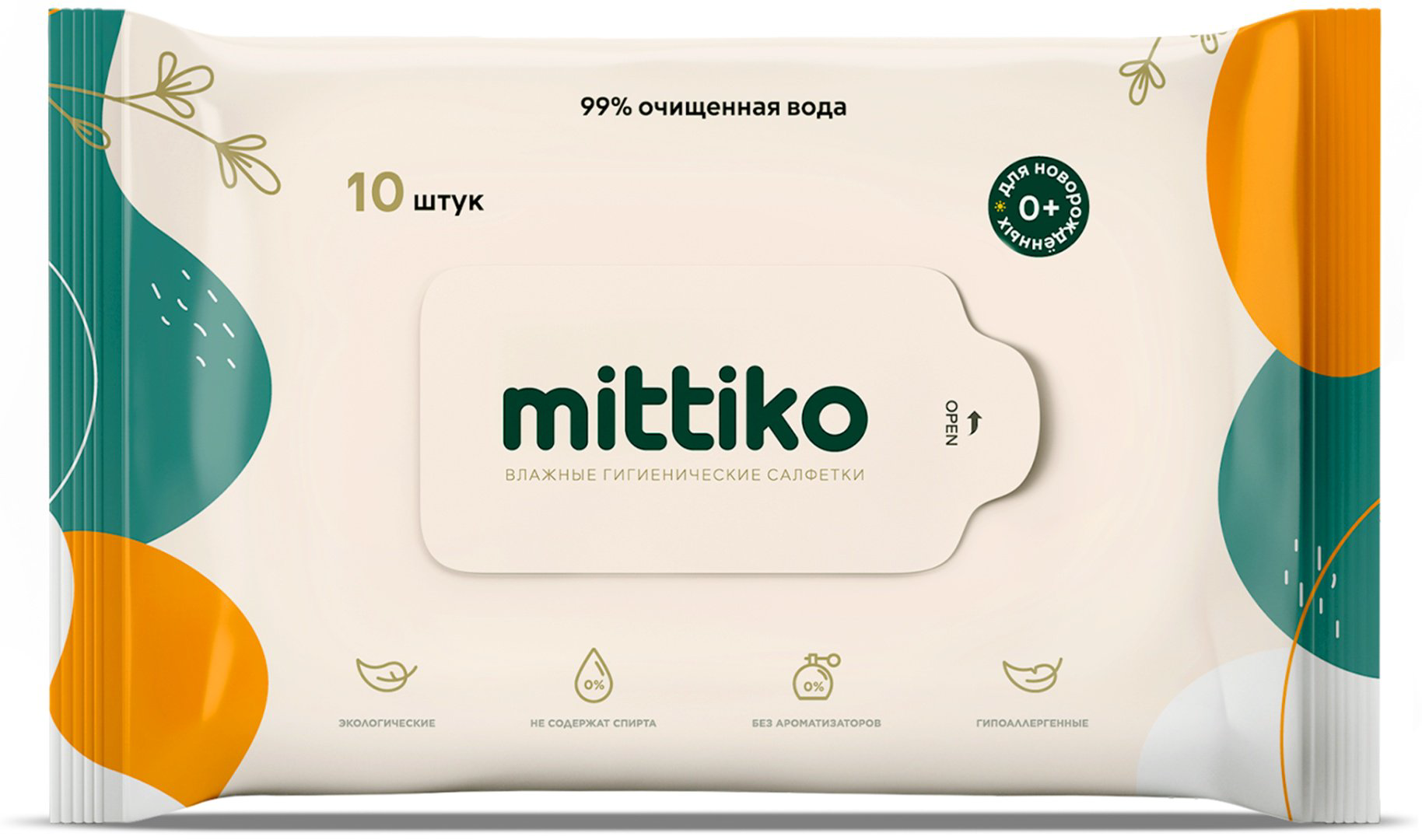 Детские влажные салфетки Mittiko Детские 10 шт купить,NaN
