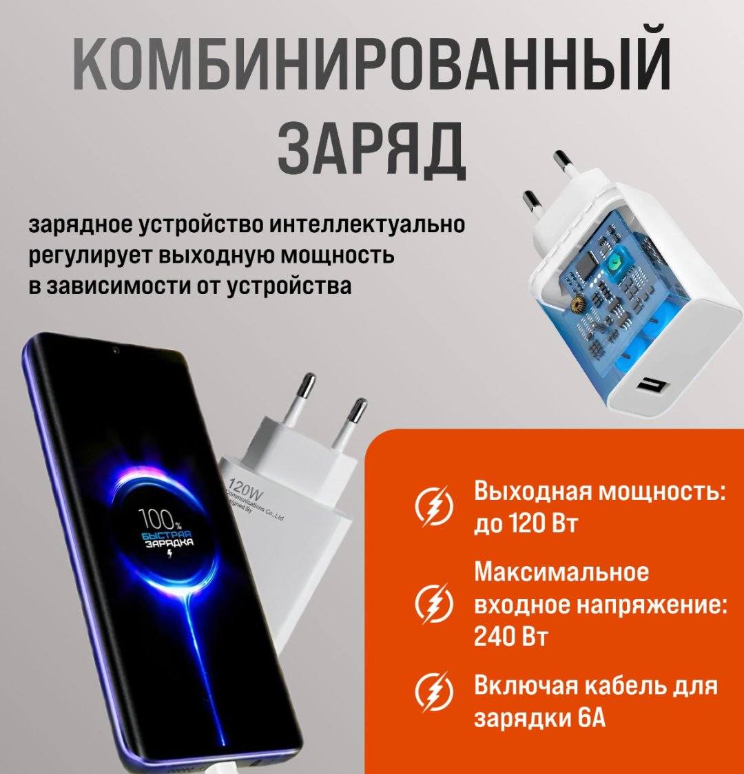 Зарядное устройство GERLAX A24T USB Type-C, USB белый купить,0
