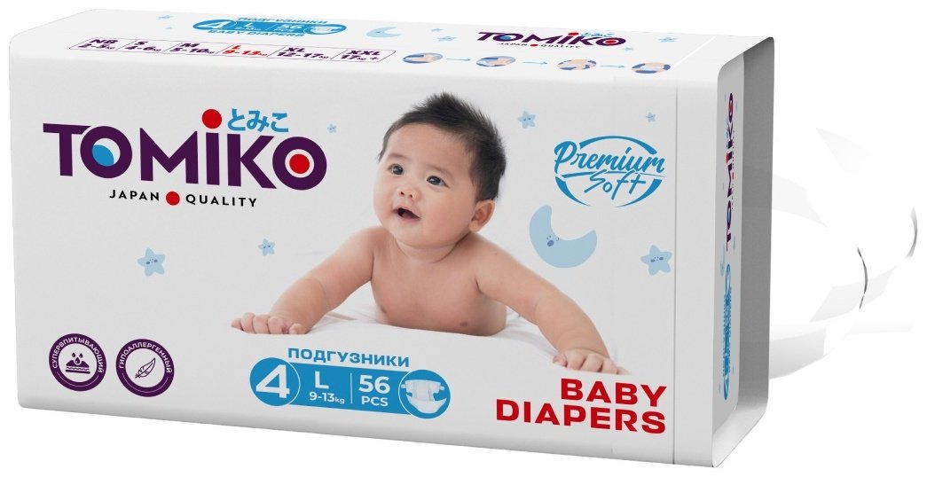 Подгузники Tomiko L, 56 шт купить,0