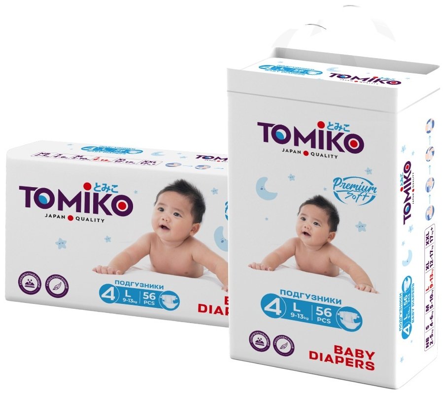 Подгузники Tomiko L, 56 шт купить,0