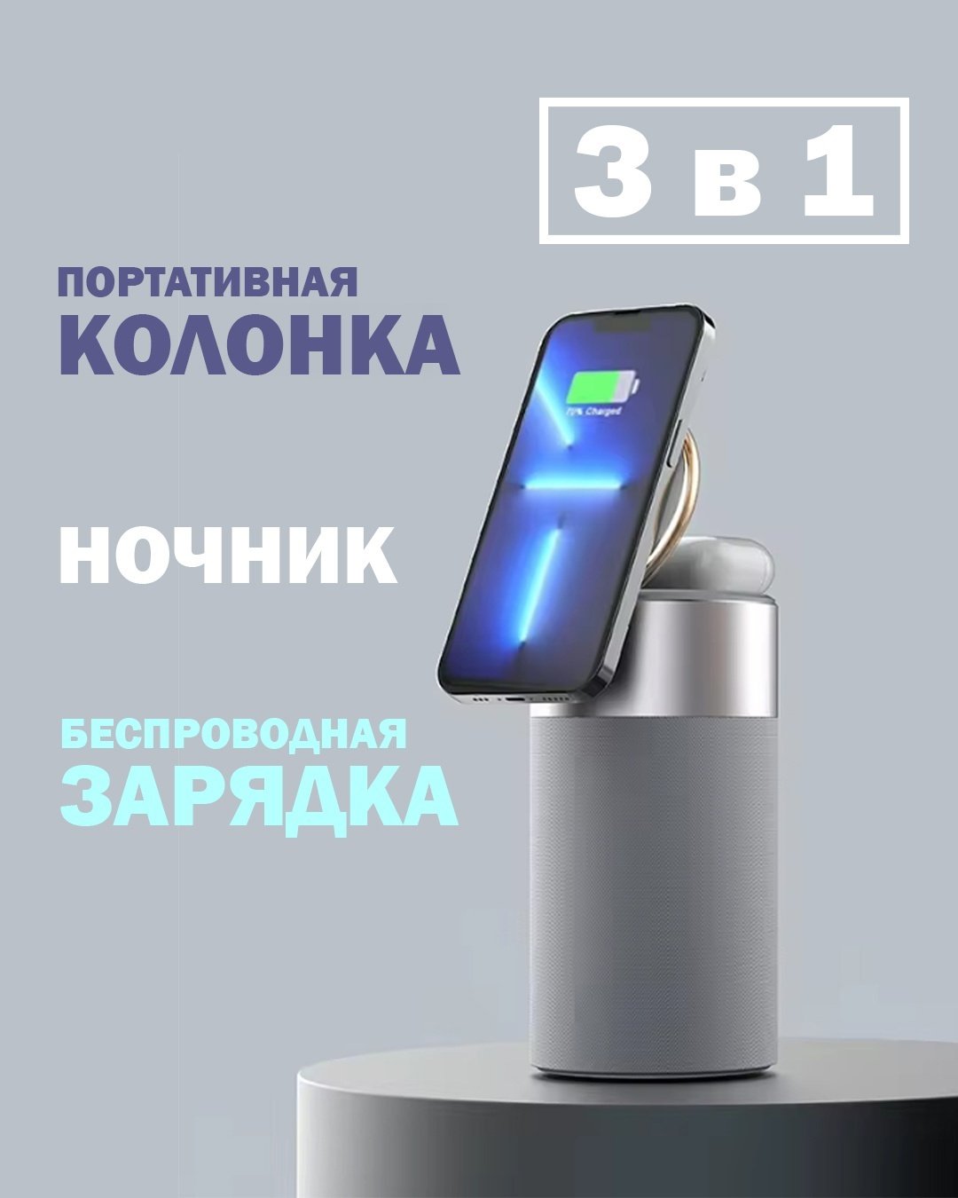 Портативная колонка OEM Sibote S02 серый купить,0