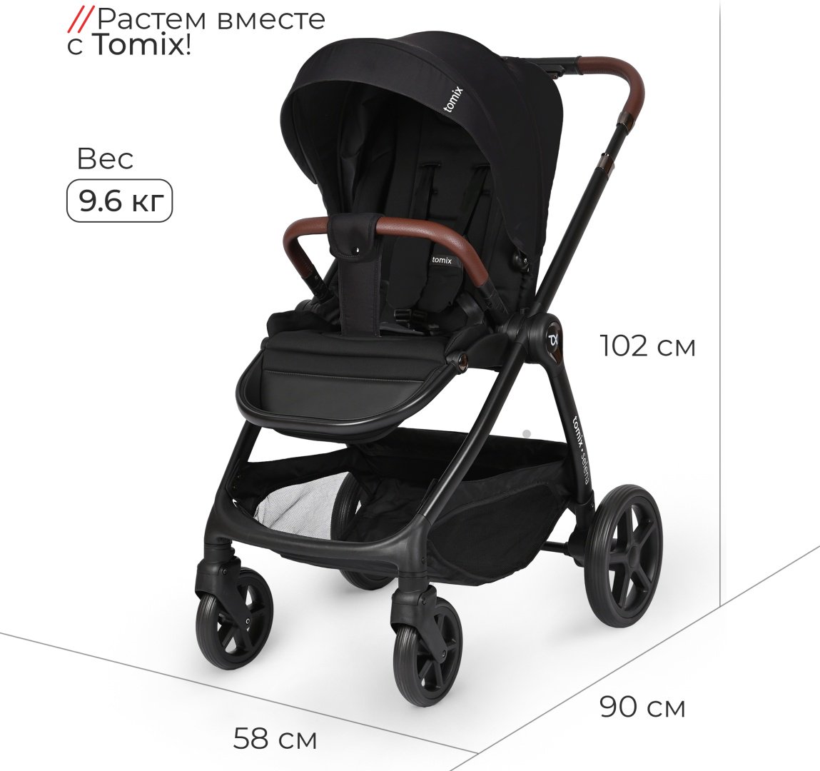 Коляска универсальная 3 в 1 TOMIX SELENA 3IN1, черный купить,0