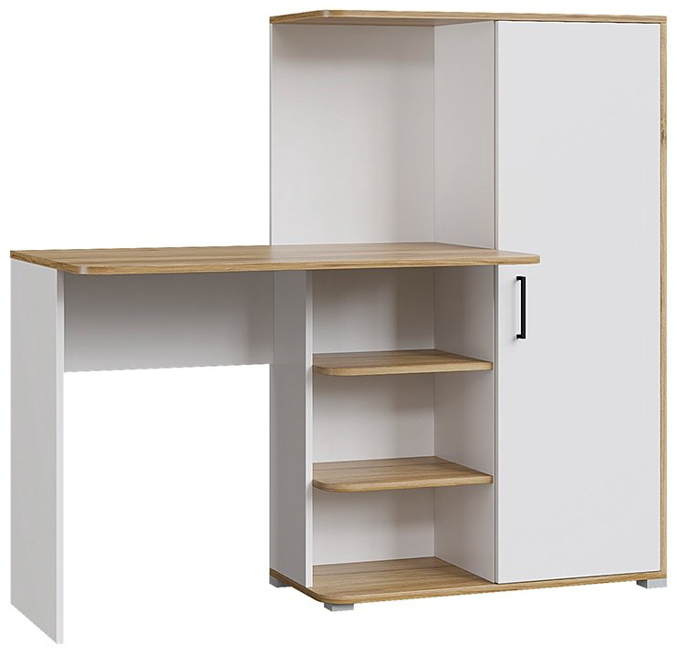 Стол компьютерный с надстройкой Горизонт Лайт, 142х61.2x128.2 см, белый, светло-коричневый купить,NaN