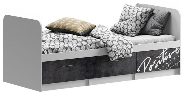 Кровать с матрасом Вега 200x80х70см бело-серый купить,NaN