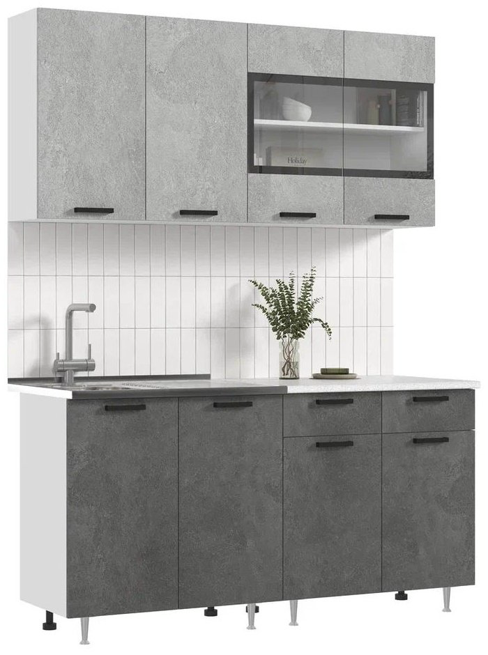 Кухонный гарнитур Миф Рио 160x210х60см светло серый купить,NaN