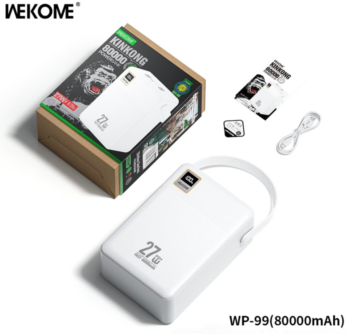 Внешний аккумулятор WEKOME WP-99 80000 мАч белый купить,NaN