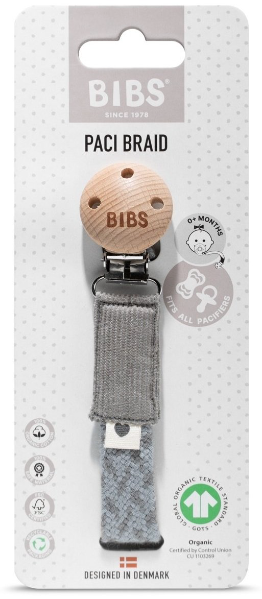 Держатель пустышки BIBS Paci Braid, Cloud/Iron, 1 шт, серый