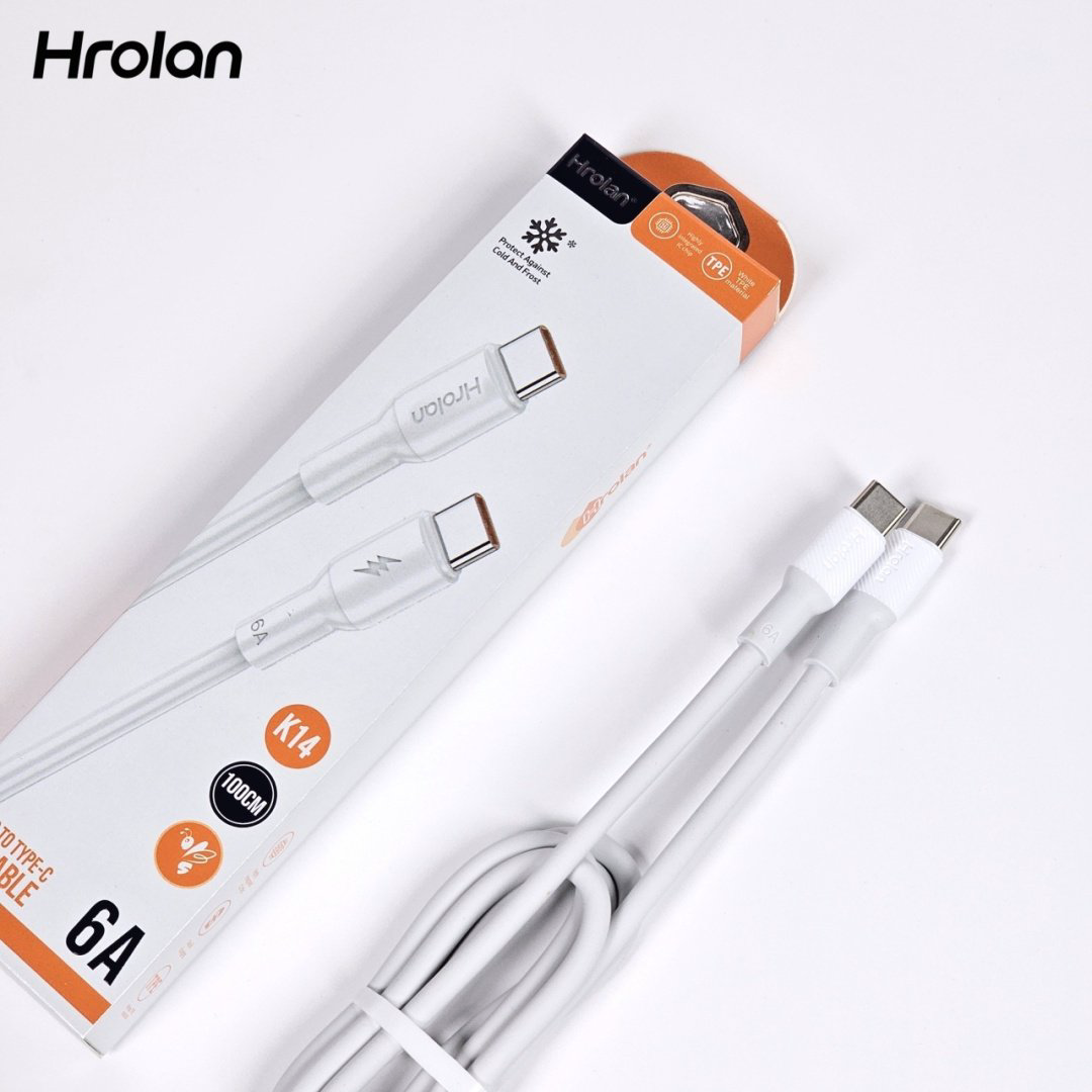 Кабель Hrolan USB TypeC (M), 1 м, белый
