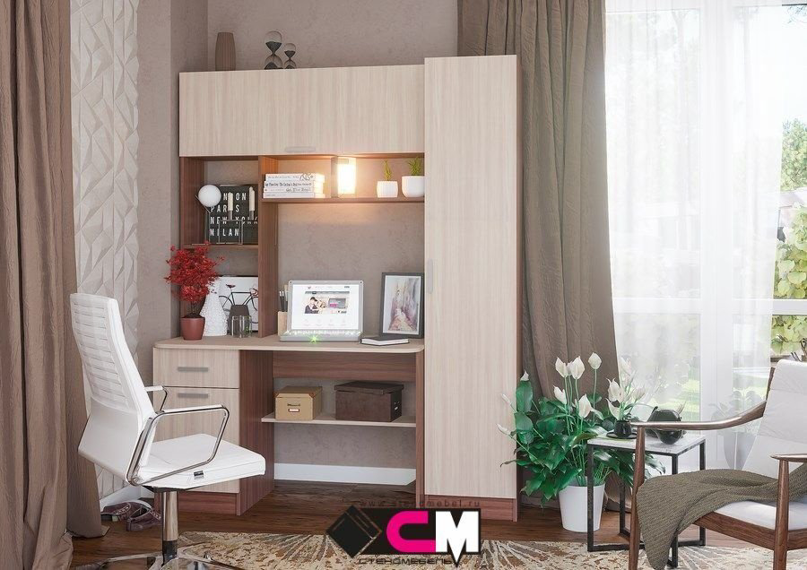 Стол компьютерный с надстройкой Стендмебель №7, 160х60x200 см, бежевый купить,NaN
