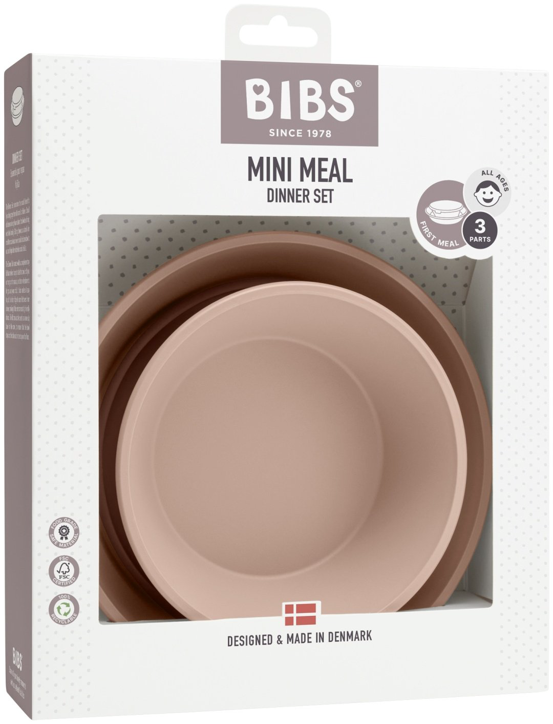 Комплект посуды BIBS 4320244 , пластик, розовый