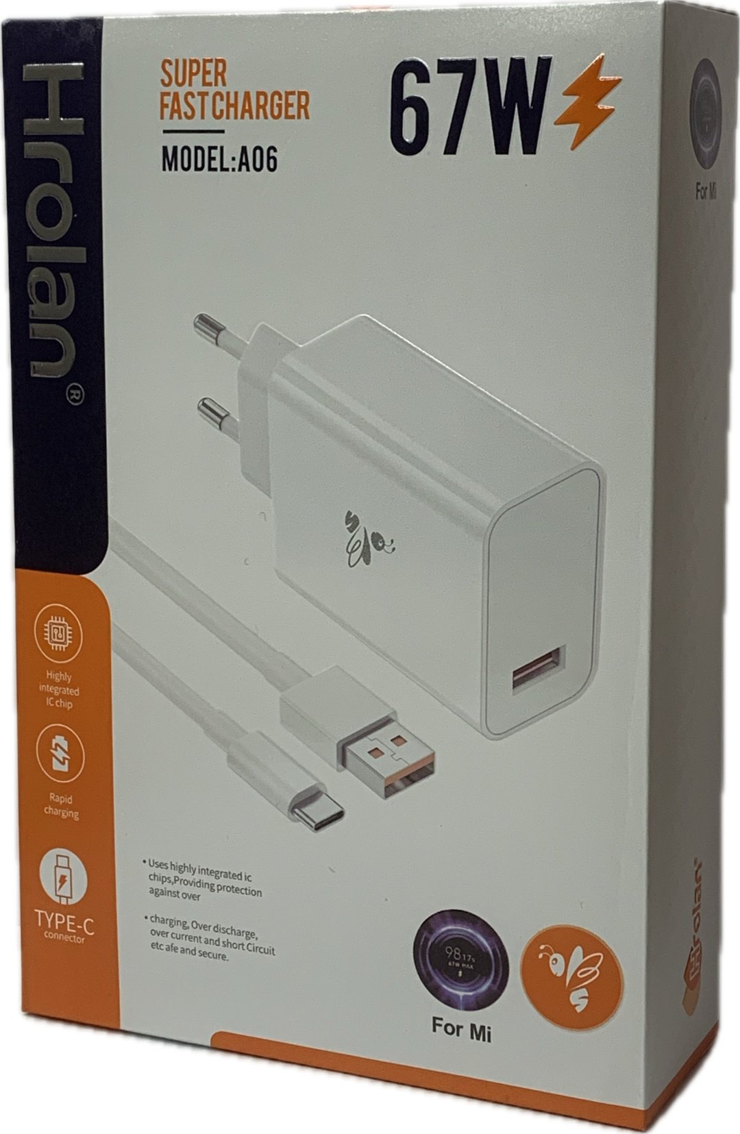 Зарядное устройство Hrolan A06 USB Type-C, USB белый