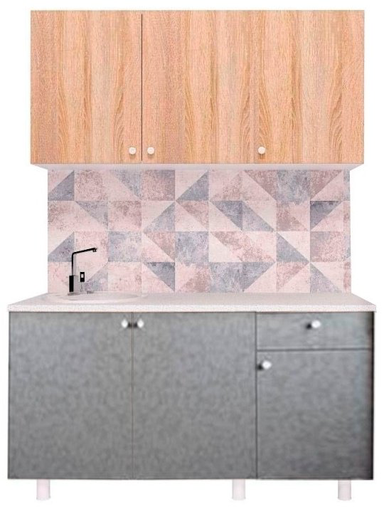 Гарнитур кухонный Горизонт Point 150x200х42.6см серо-коричневый купить,NaN