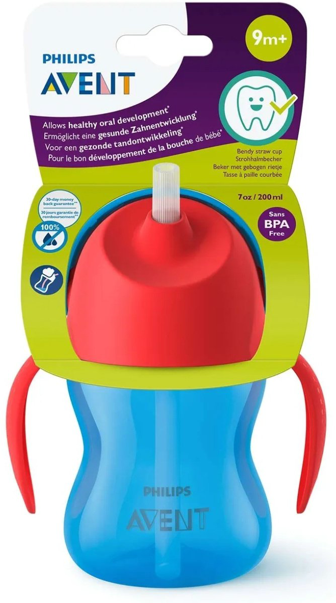 Поильник с трубочкой Philips Avent, 200 мл, синий купить,NaN