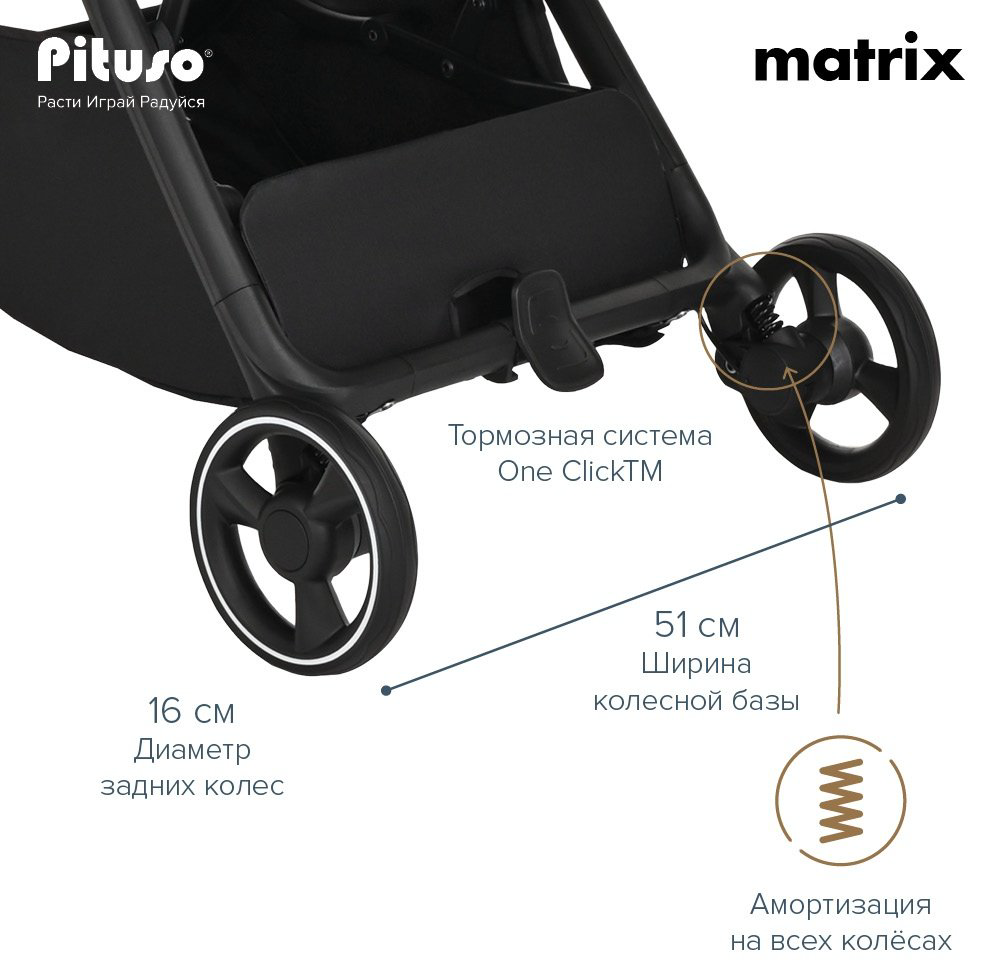 Коляска прогулочная Pituso MATRIX A19, серый купить,97000