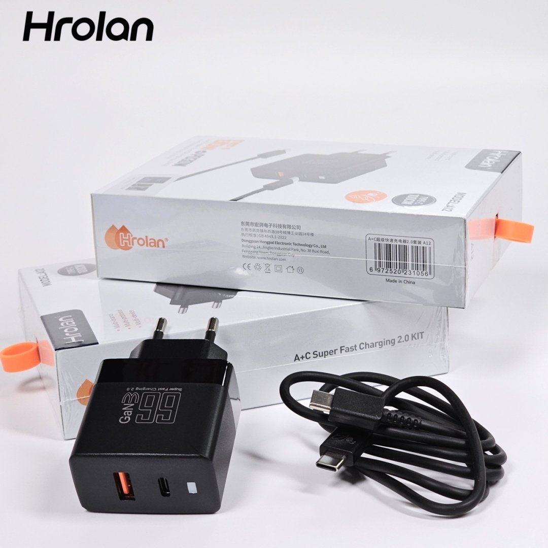 Зарядное устройство Hrolan A12 30W USB Type-C, USB черный купить,NaN
