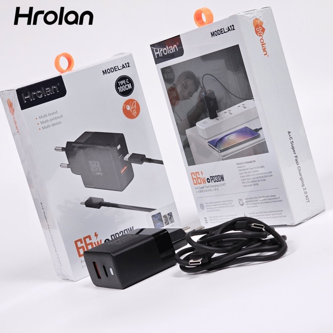 Зарядное устройство Hrolan A12 30W USB Type-C, USB черный купить,NaN
