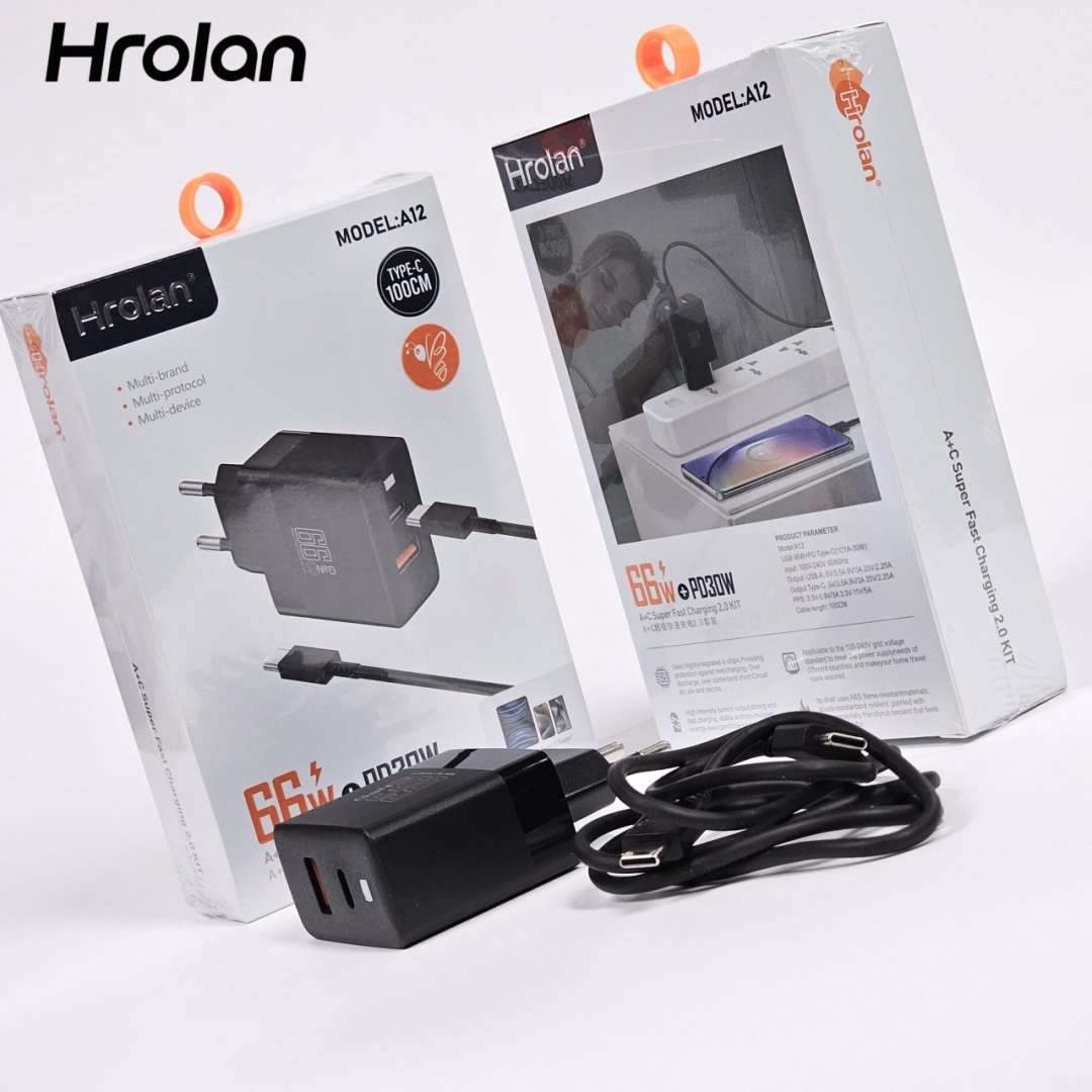 Зарядное устройство Hrolan A12 30W USB Type-C, USB черный купить,NaN