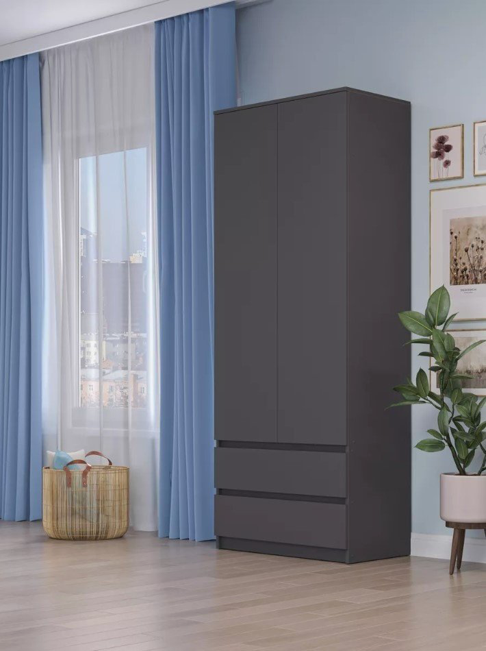 Шкаф распашной СВ Мебель Денвер 80.1x205.2х46.2см графит купить,NaN