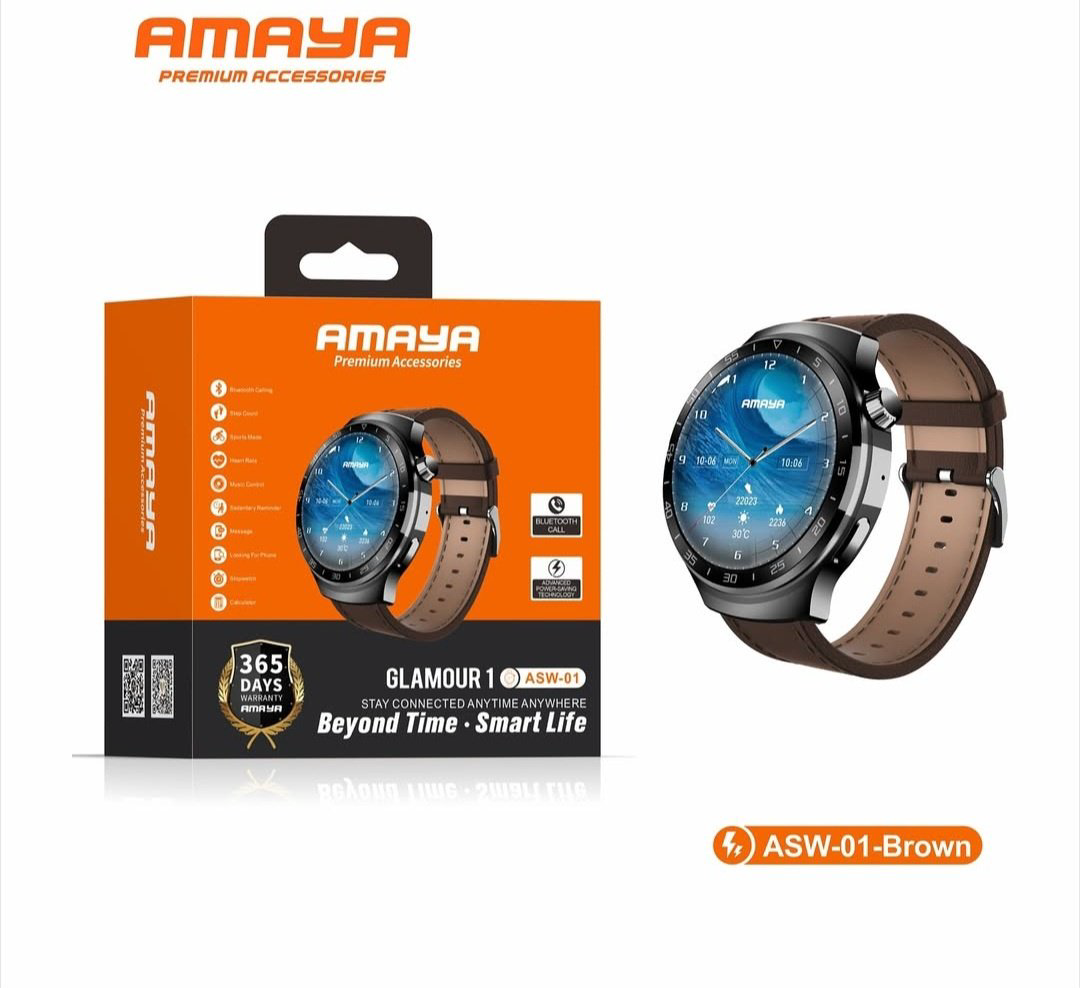 Смарт-часы AMAYA ASW-01 38 мм черный-коричневый
