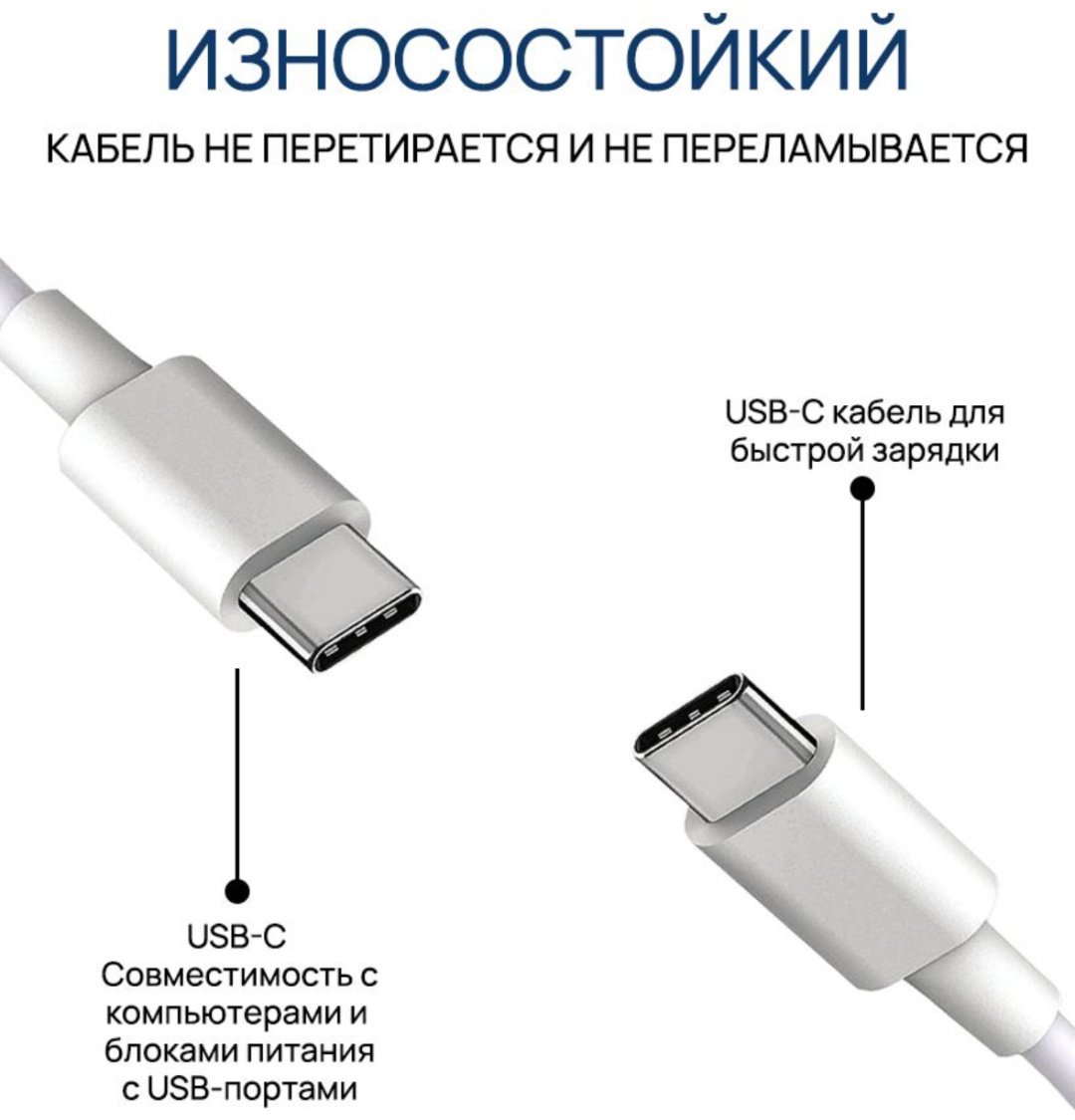Кабель GERLAX USB TypeC (F), USB TypeC (M), 1 м, белый