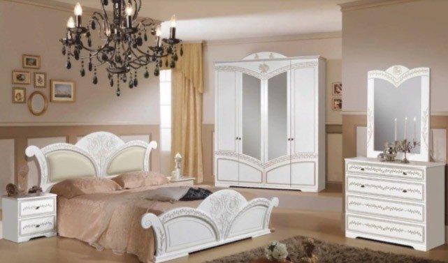 Гарнитур Imperial Роза-1 4Д 160х200см бело-золотой купить,NaN