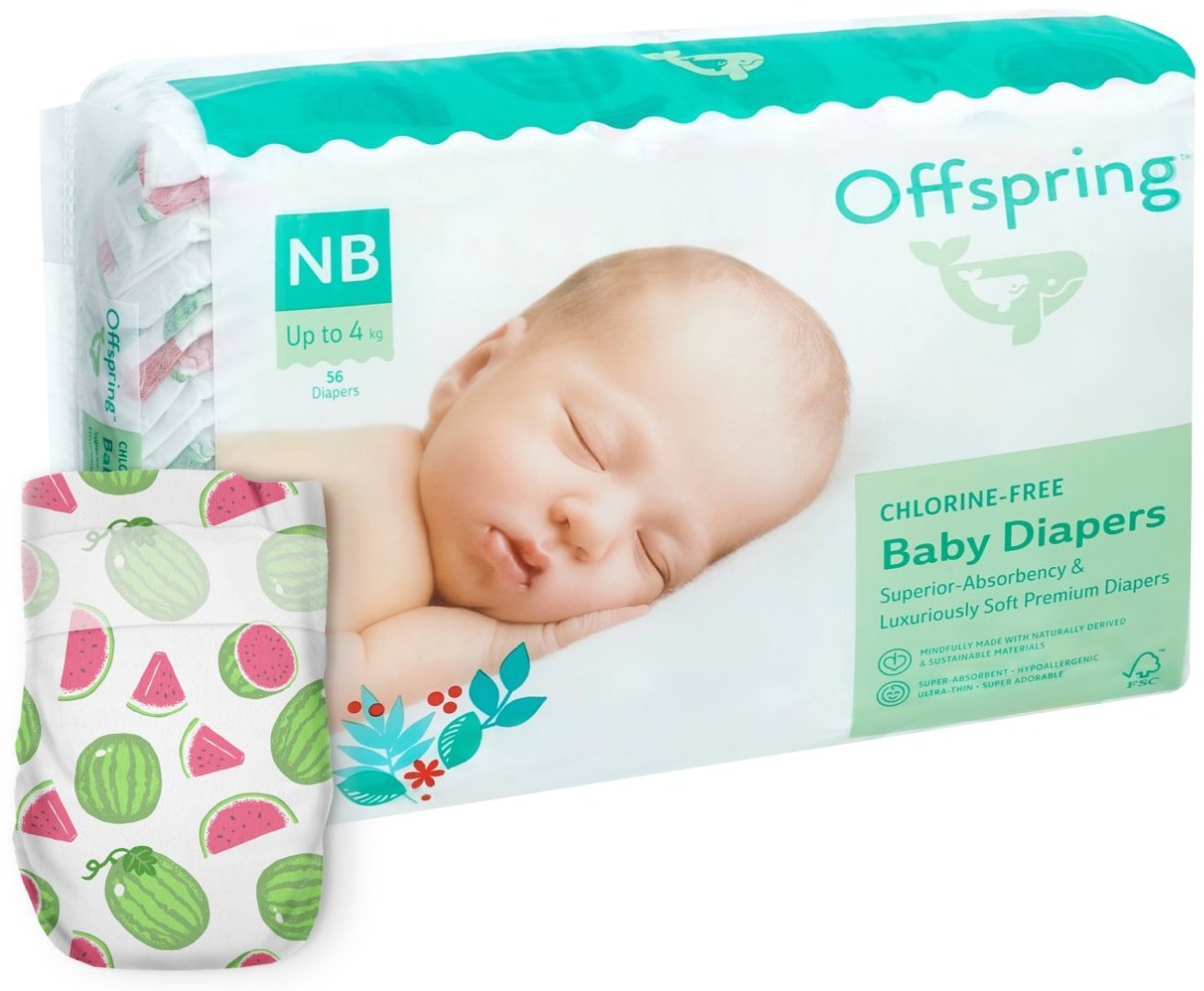Подгузники Offspring NB, 56 шт - ForteMarket Подгузники Offspring NB, 56 шт купить,0
