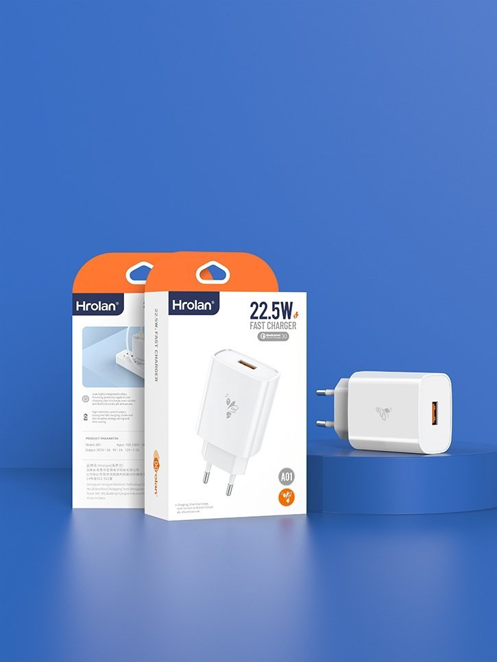 Зарядное устройство Hrolan A01 22.5W USB белый купить,NaN