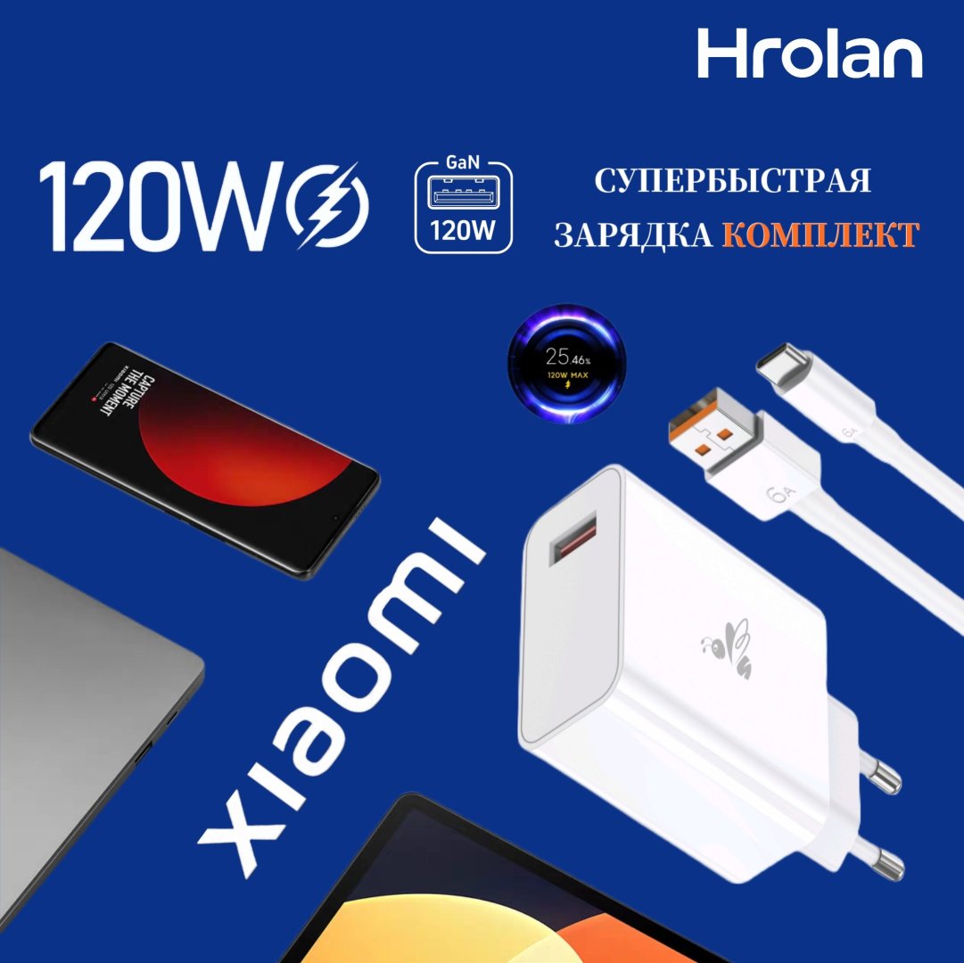 Зарядное устройство Hrolan A05 120W USB Type-C белый