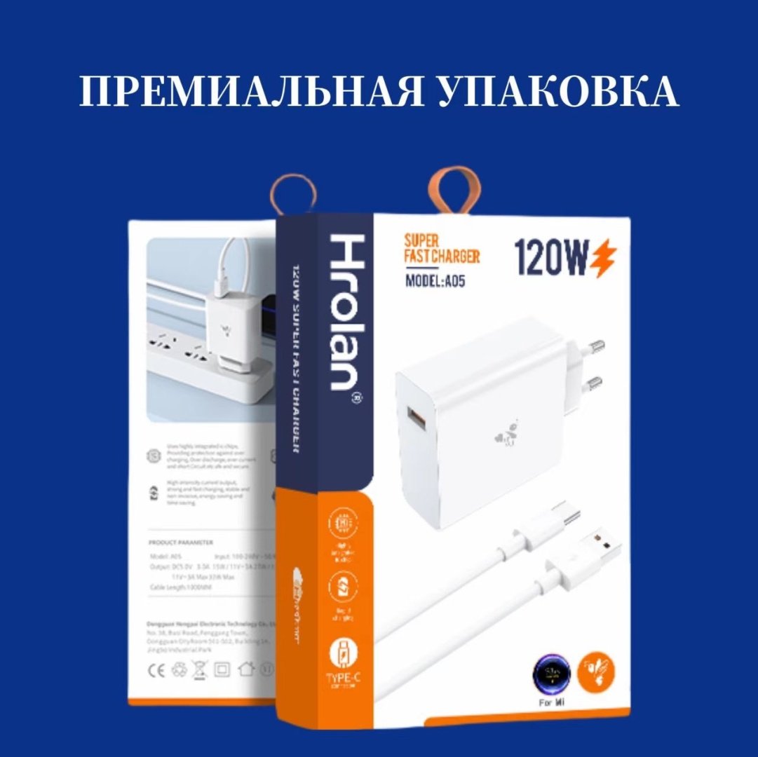 Зарядное устройство Hrolan A05 120W USB Type-C белый