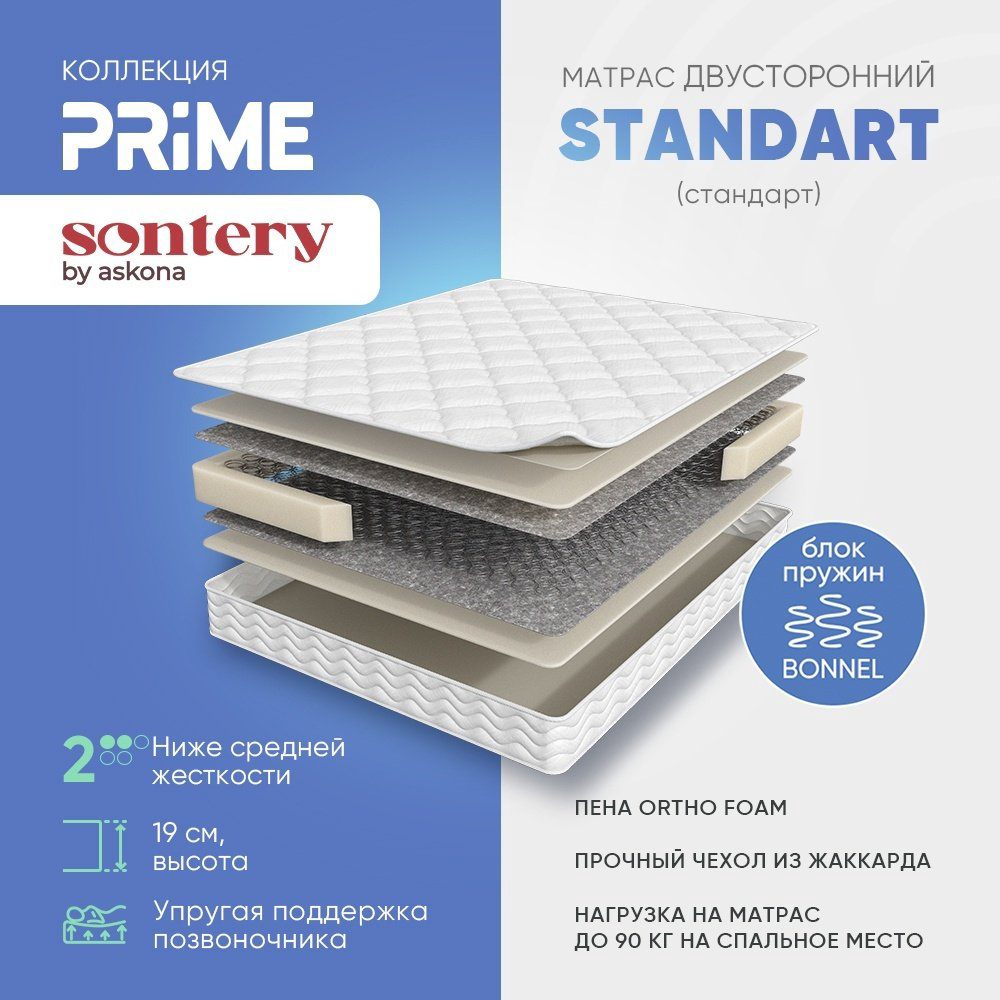 Матрас Askona Prime Standart, 160x200x19 см - ForteMarket Матрас Askona Prime Standart, 160x200x19 см купить,NaN