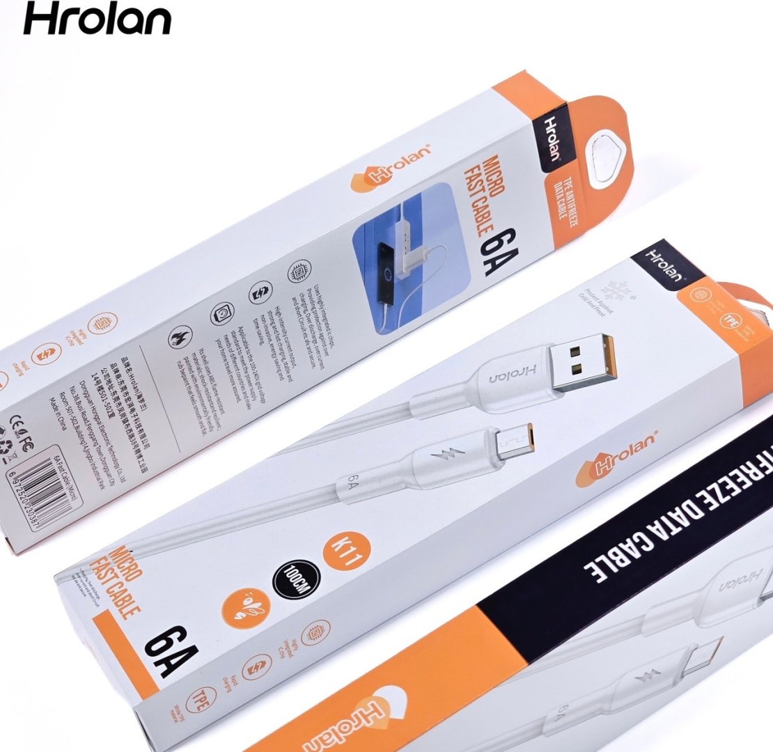 Кабель Hrolan USB 3.0 (M), micro-USB 3.0 (F), 1 м, белый