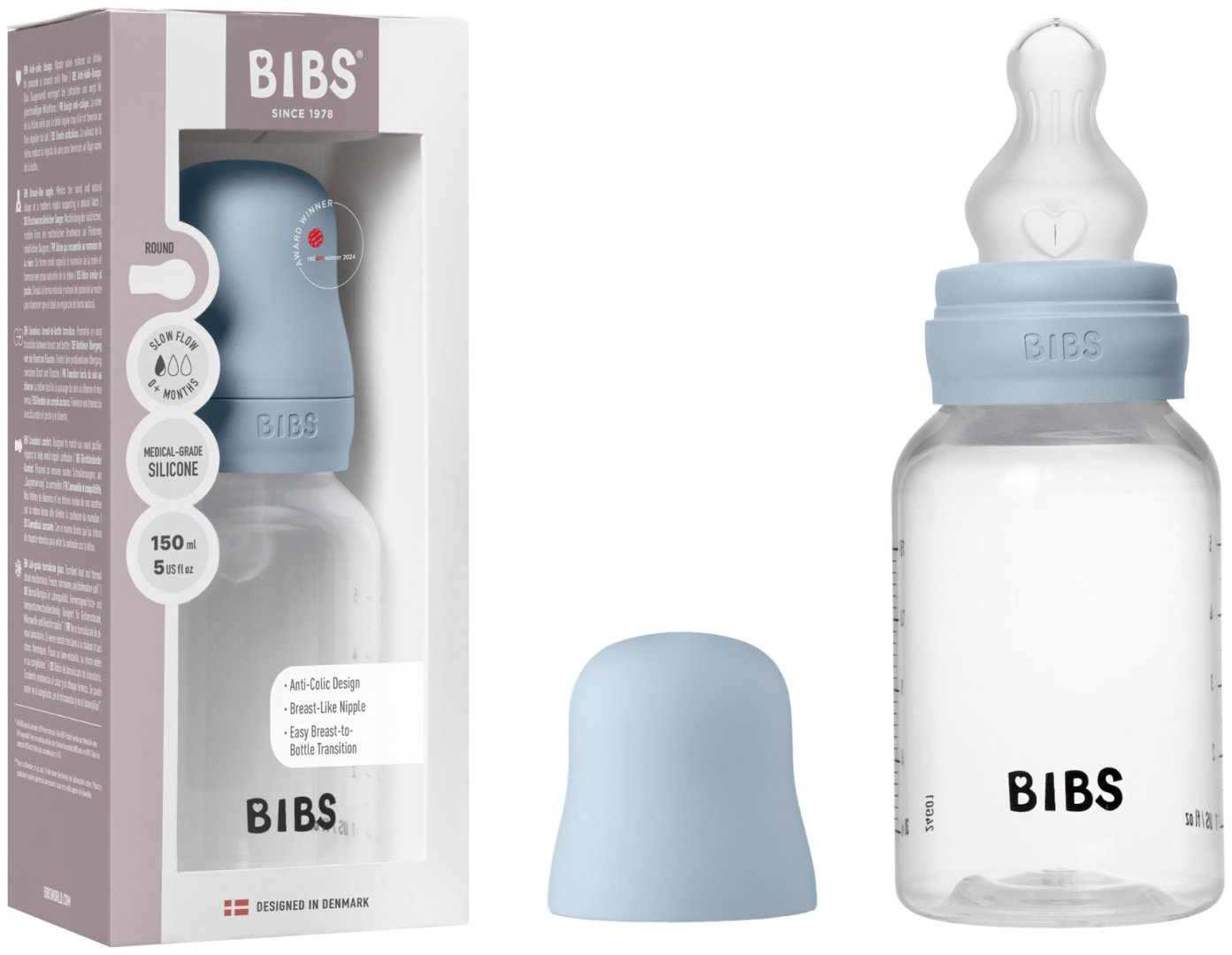 Бутылочка BIBS BIBS Baby Blue 150 мл 150 мл голубой купить,NaN
