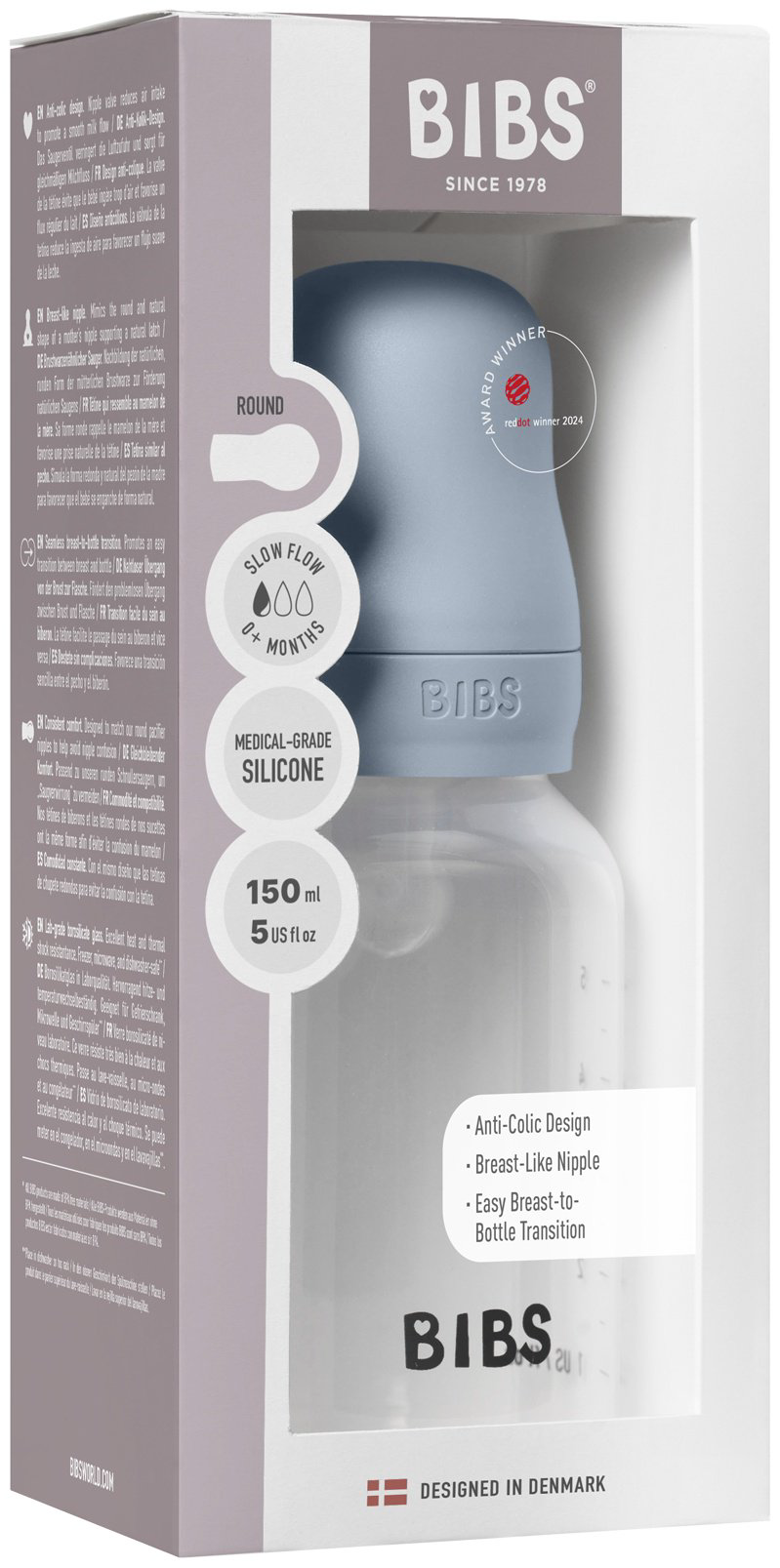 Бутылочка BIBS BIBS Baby Blue 150 мл 150 мл голубой купить,NaN