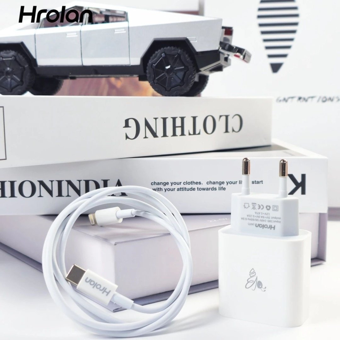 Зарядное устройство Hrolan A07 20W Lightning, USB Type-C белый