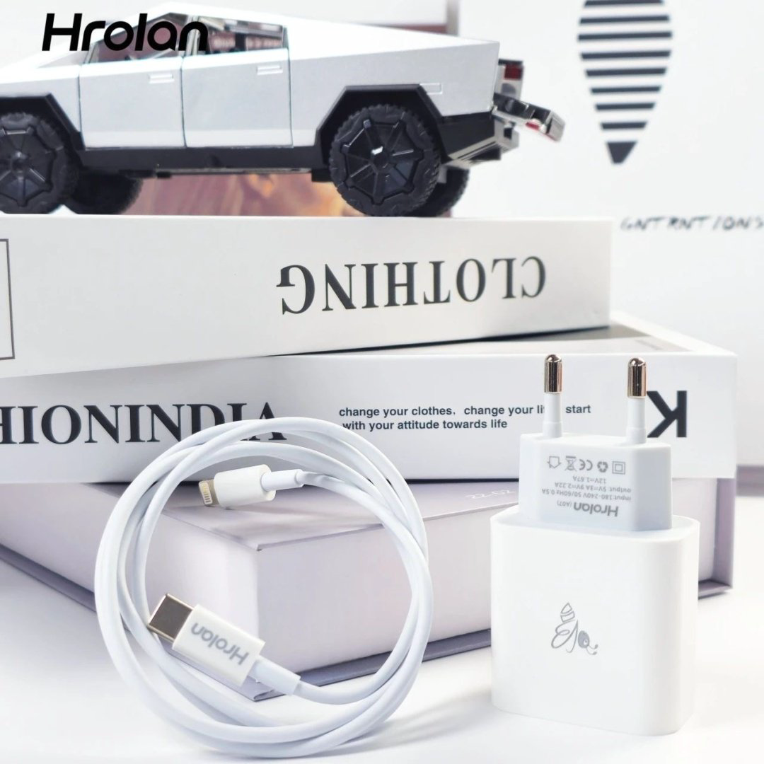 Зарядное устройство Hrolan A07 20W Lightning, USB Type-C белый купить,14000