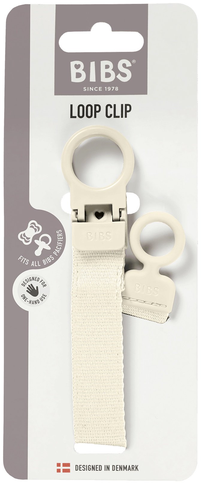 Держатель пустышки BIBS Clip Loop Ivory, 1 шт, белый купить,0