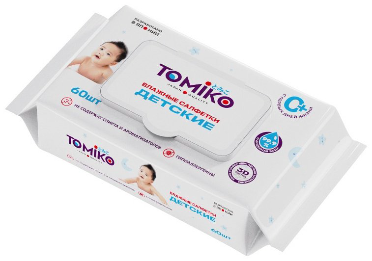 Детские влажные салфетки Tomiko Tomiko 60 60 шт купить,NaN