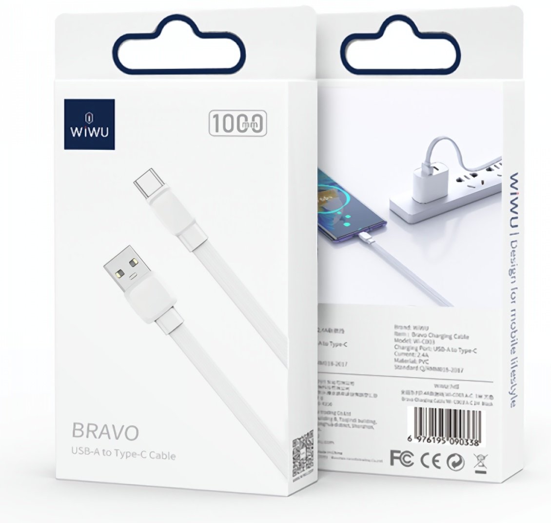 Кабель WIWU USB TypeC (F), USB Type-A (M), 1 м, белый